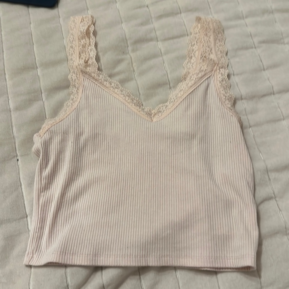 Light Pink Lace Strapped Tank Top American Eagle